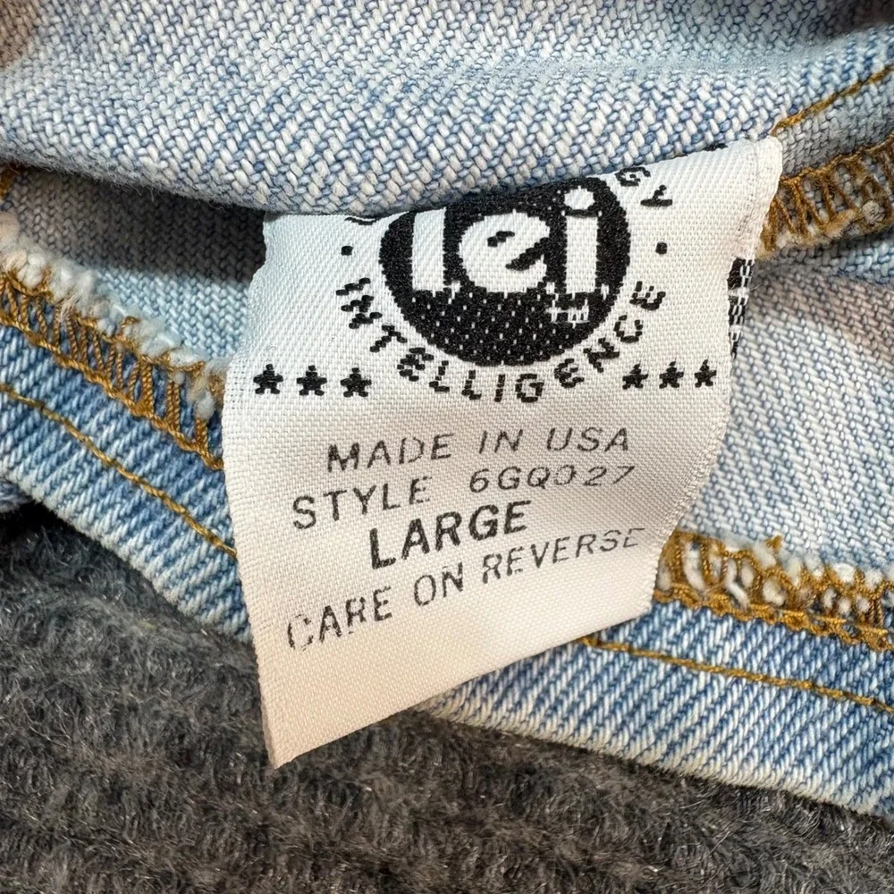 Vintage LEI Harley Davidson Eagle Patch Denim Vest Womens Large Light Wash 90s